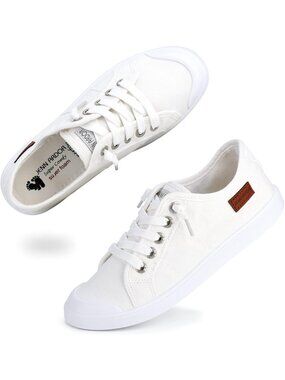 Women White Shoelace Slip-ons Lightweight Loafers Flats Fashion Casual Sneaker